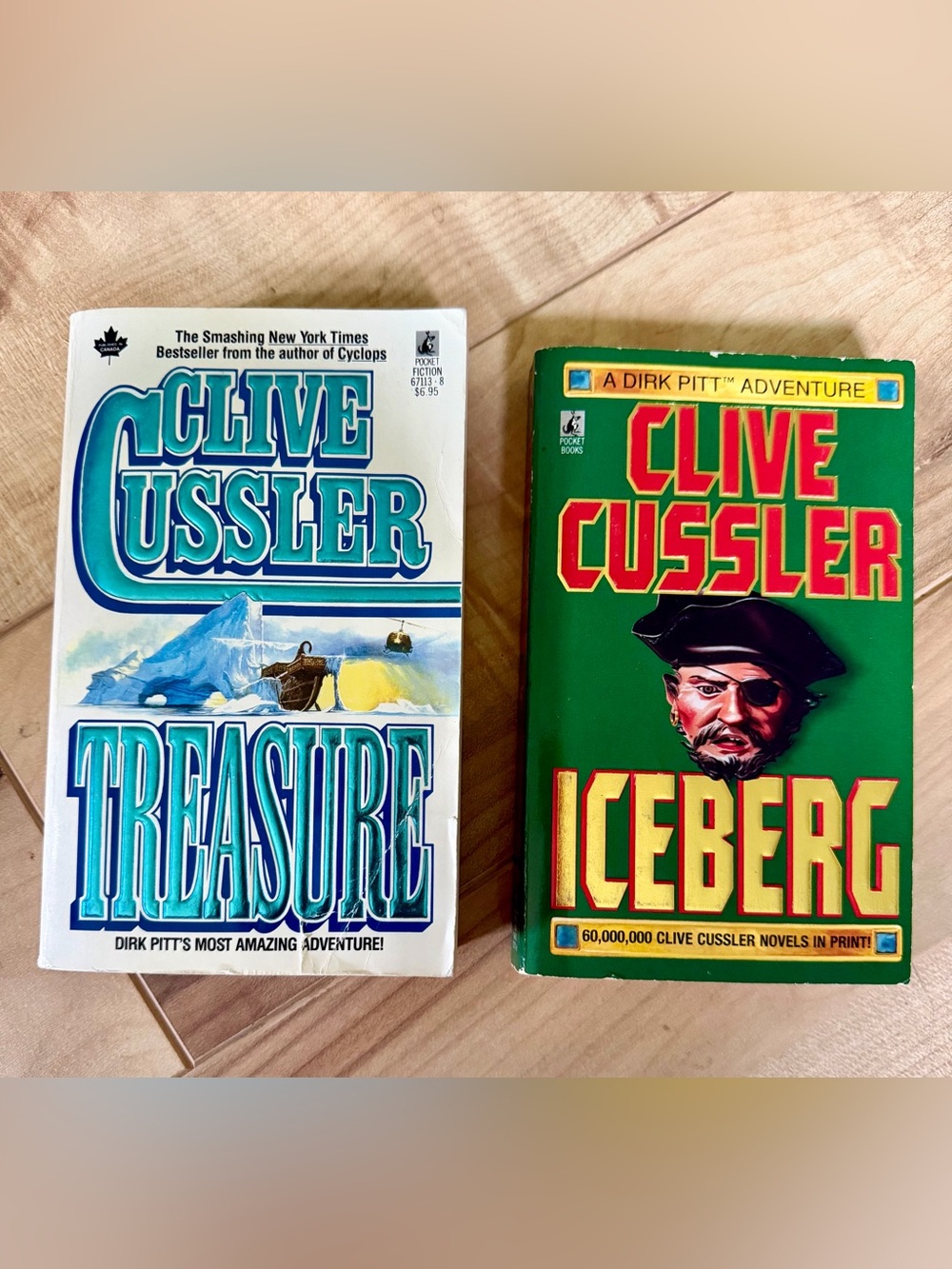 Clive Cussler Treasure and Iceberg Dirk Pitt adventures paperback fiction